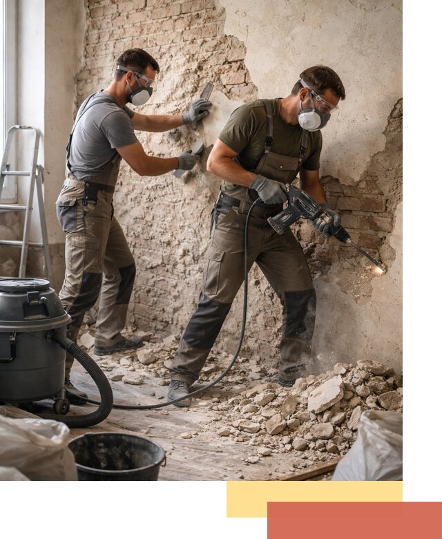 Демонтаж штукатурки со стен в Перми быстро и аккуратно