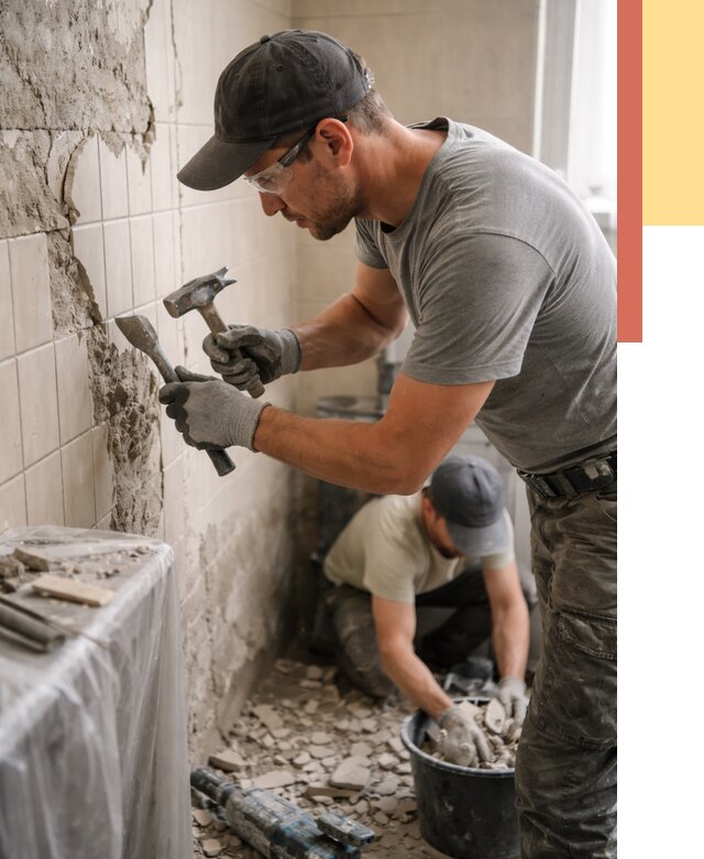 Демонтаж плитки со стен в Перми от 910 руб. — быстро и недорого | ОТДЕЛОЧНИК-Прм