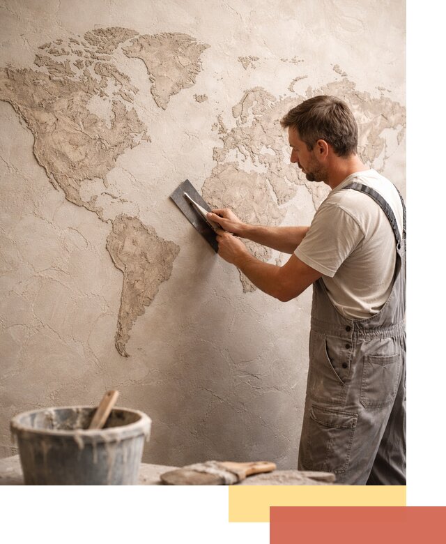 Декоративная штукатурка «Карта мира» под ключ в Перми