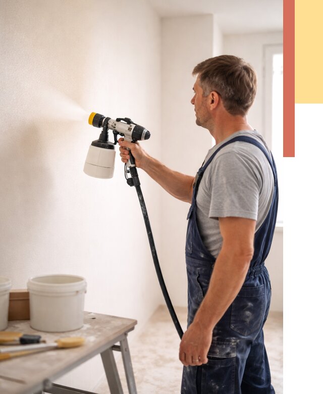 Покраска стен краскопультом в Перми от 8033 руб. — механизированная покраска | ОТДЕЛОЧНИК-Прм