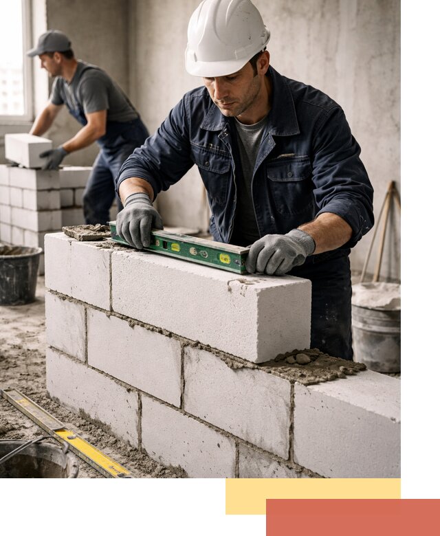 Кладка перегородок из пеноблока под ключ в Перми