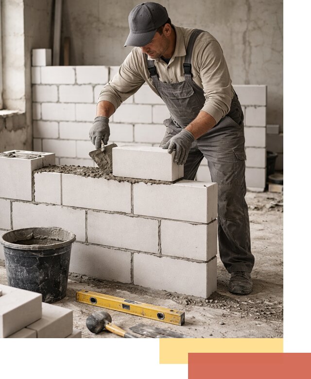 Кладка перегородок из силикатного блока в Перми