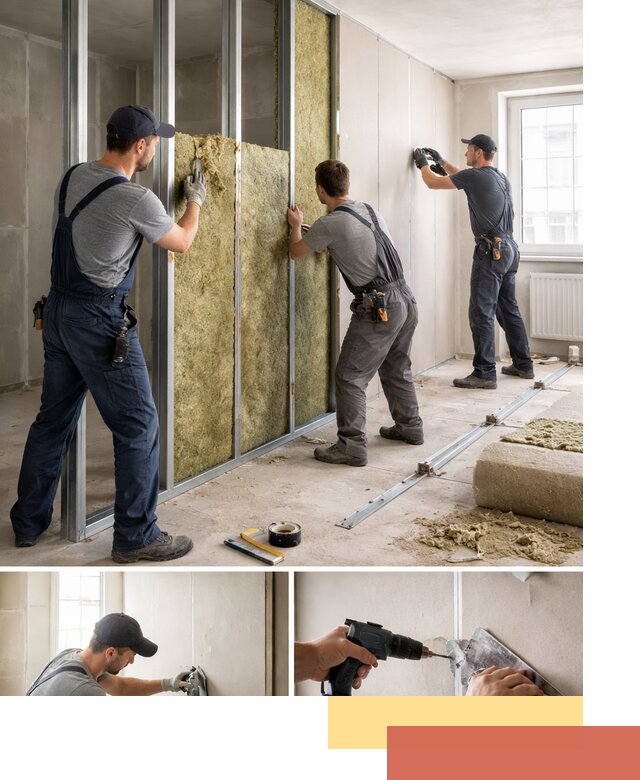 Перегородка из гипсокартона с шумоизоляцией в Перми — монтаж под ключ