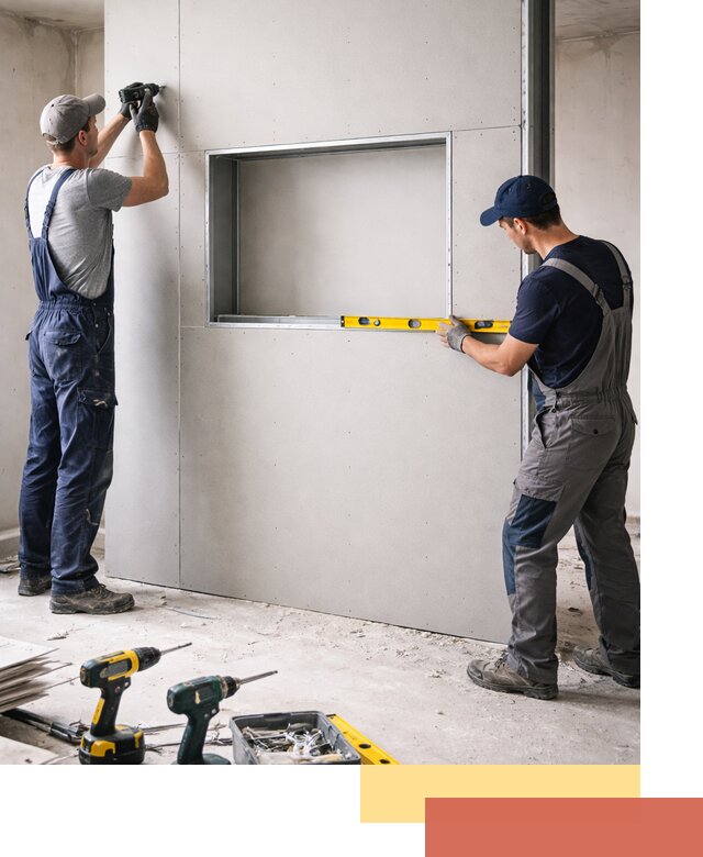 Перегородка из гипсокартона с нишей под декор в Перми