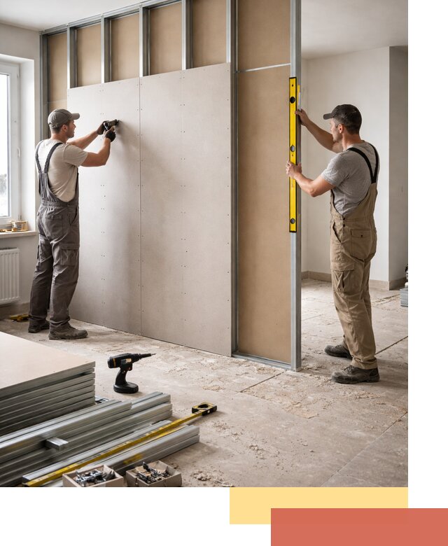 Зонирующая перегородка из гипсокартона под ключ в Перми