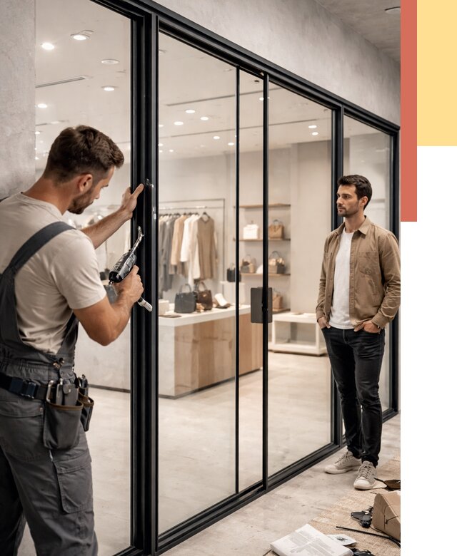 Стеклянные перегородки для магазинов в Перми от 8783 руб. под ключ | ОТДЕЛОЧНИК-Прм