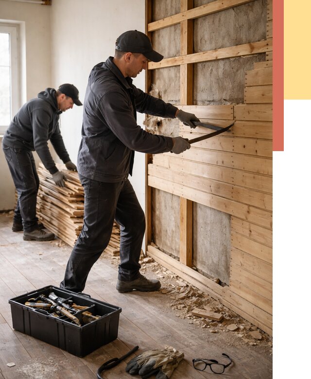 Демонтаж вагонки в Перми от 4070 руб/м2 — быстро и недорого | ОТДЕЛОЧНИК-Прм