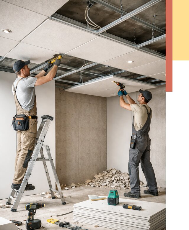 Монтаж акустического потолка в Перми от 6962 руб/м2 — быстро и недорого | ОТДЕЛОЧНИК-Прм