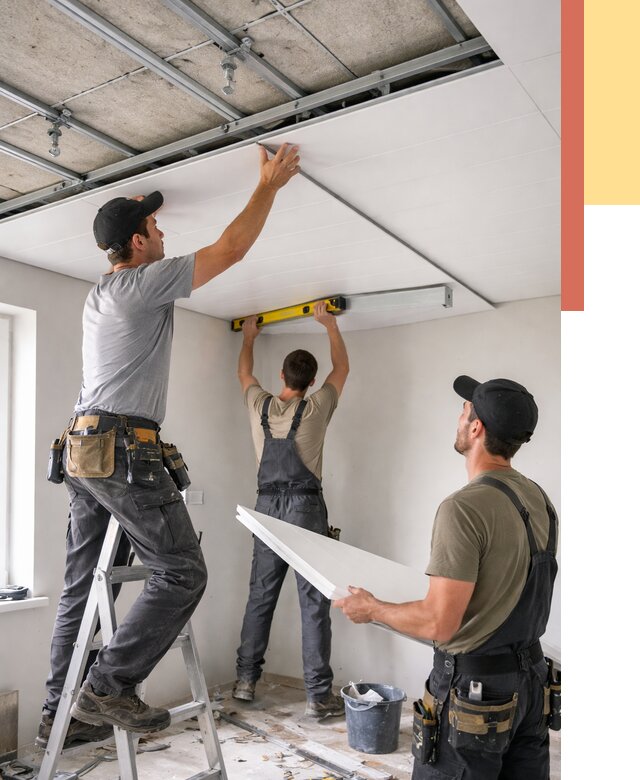 Монтаж потолка из ПВХ панелей в Перми от 3749 руб./м2 — быстро и недорого | ОТДЕЛОЧНИК-Прм