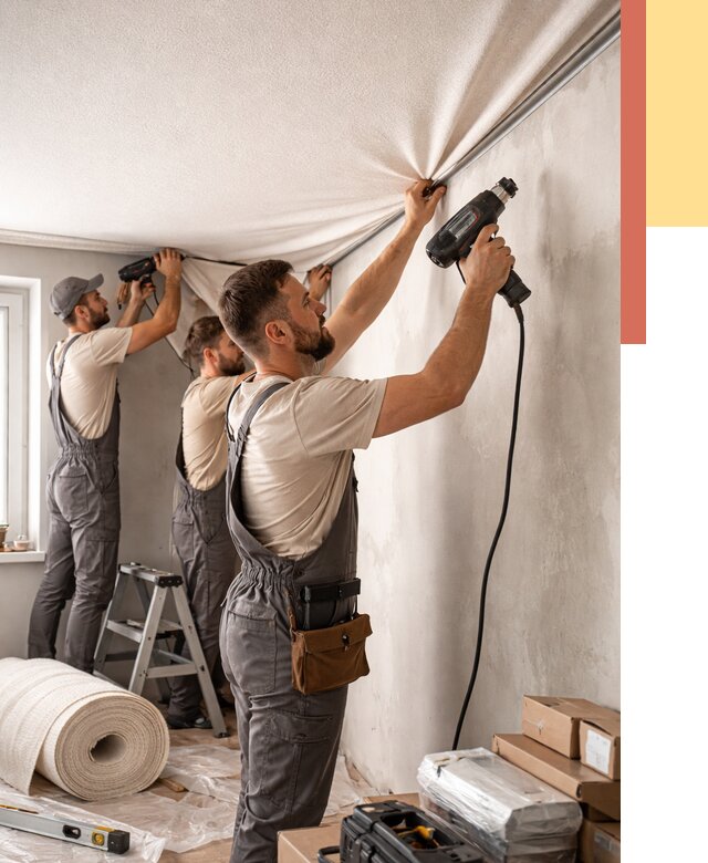 Монтаж фактурного натяжного потолка в Перми от 803 руб. — ОТДЕЛОЧНИК-Прм