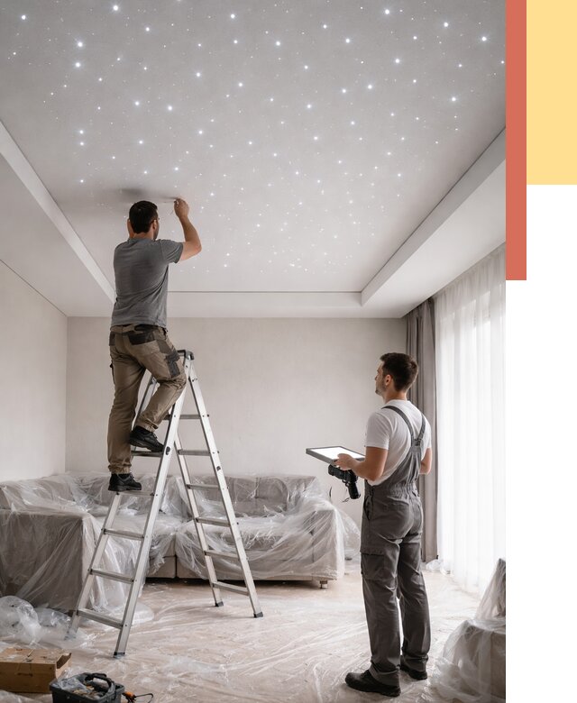 Монтаж натяжного потолка «звездное небо» в Перми от 6962 руб. | ОТДЕЛОЧНИК-Прм