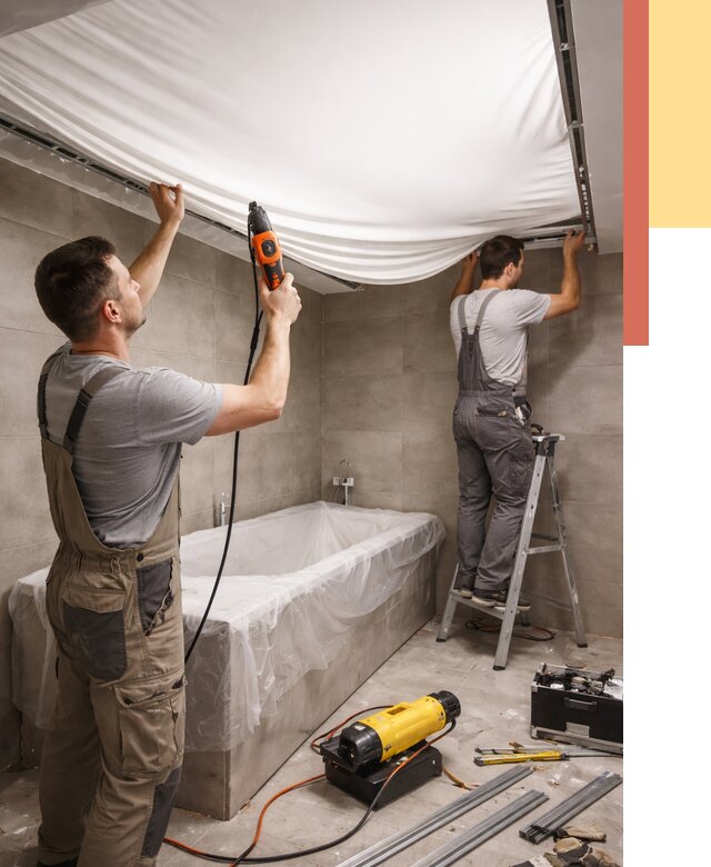 Монтаж натяжного потолка в ванной в Перми от 1285 руб. под ключ | ОТДЕЛОЧНИК-Прм