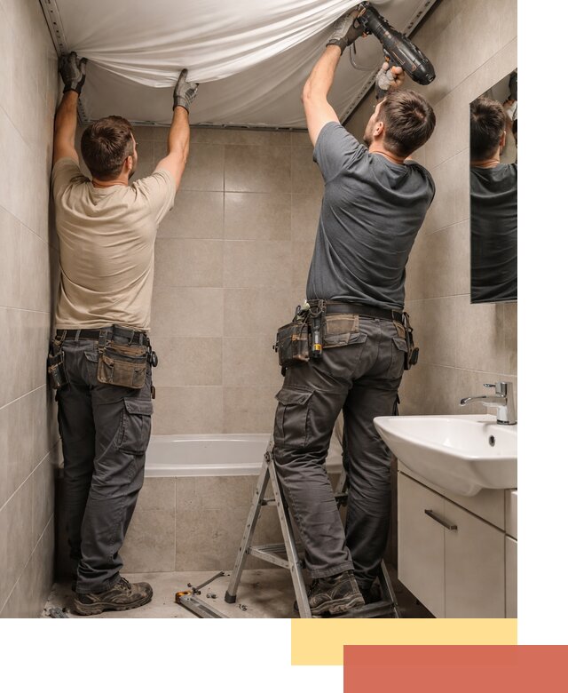 Монтаж натяжного потолка в ванной в Перми быстро и качественно