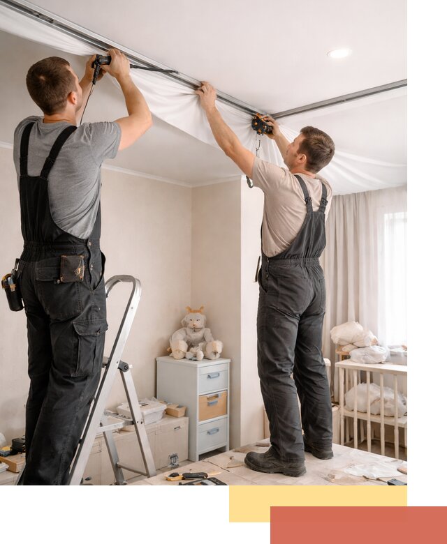 Монтаж натяжного потолка в детской комнате в Перми