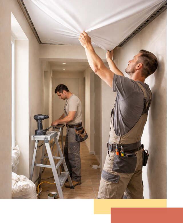 Монтаж натяжного потолка в прихожей в Перми