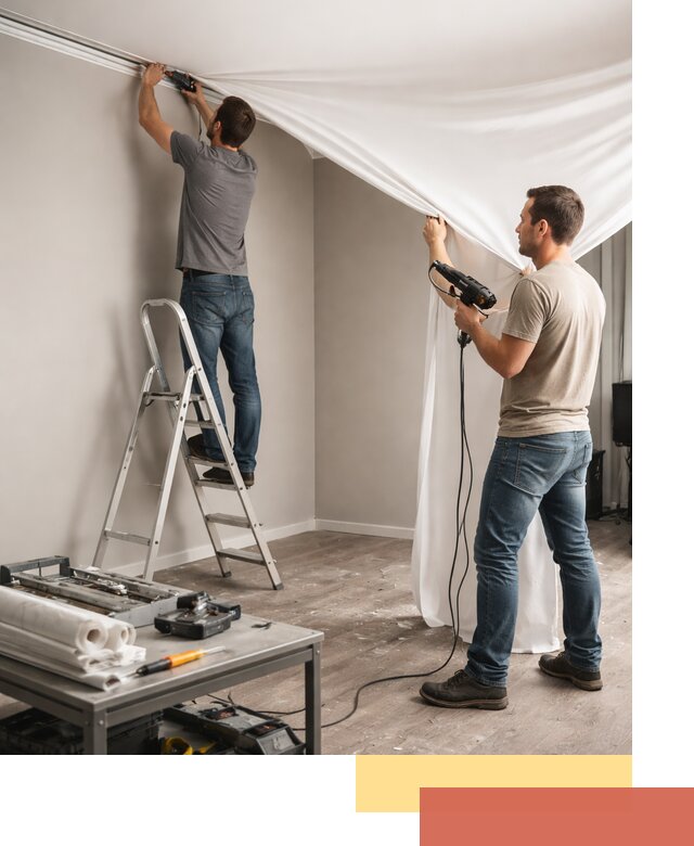 Монтаж натяжного потолка в студии в Перми