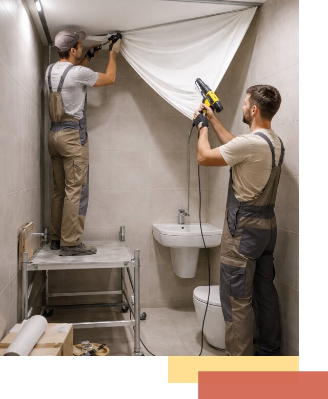 Монтаж натяжного потолка в санузле в Перми