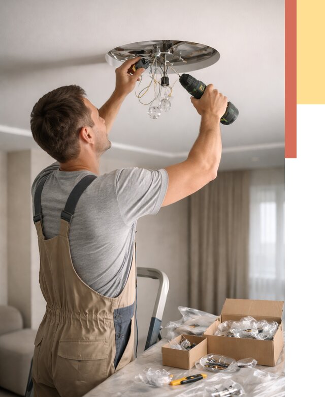 Установка люстры в натяжной потолок в Перми от 1285 руб. | Быстро и недорого — ОТДЕЛОЧНИК-Прм