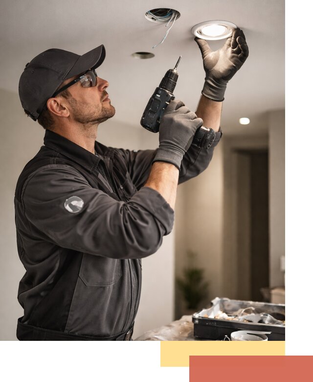 Установка точечных светильников в натяжной потолок в Перми