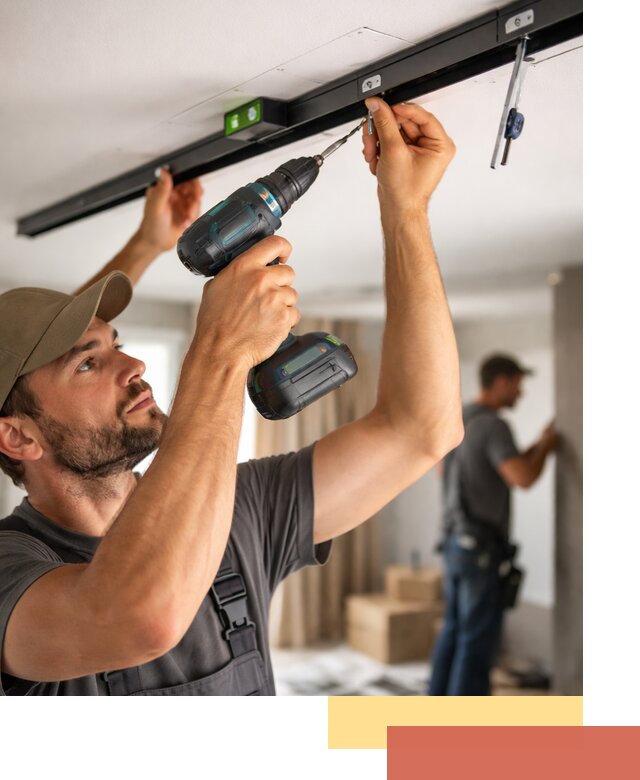 Установка трековых светильников в натяжной потолок в Перми