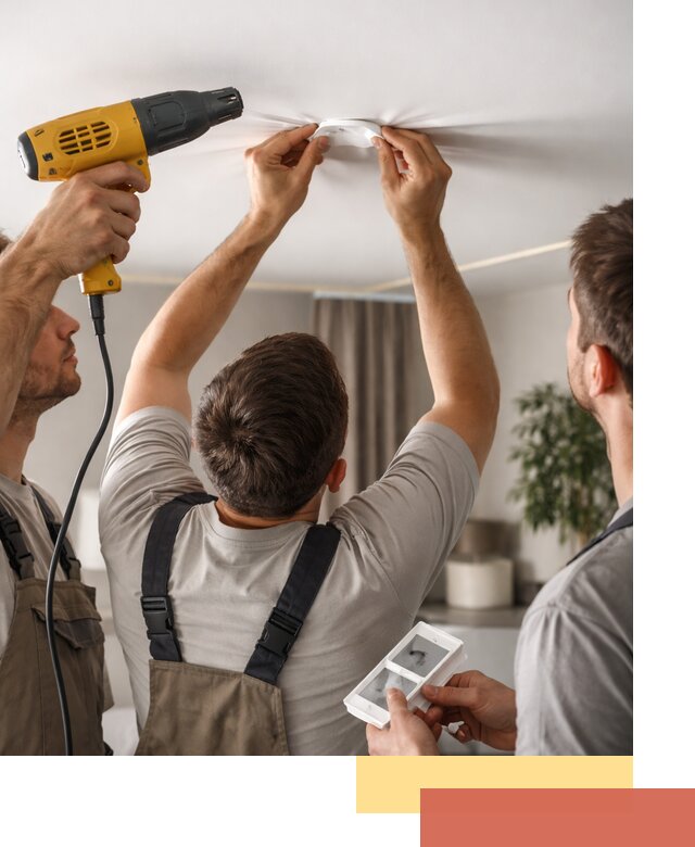 Ремонт прокола полотна натяжного потолка в Перми