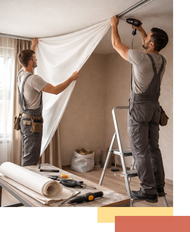 Замена полотна натяжного потолка в Перми быстро и качественно