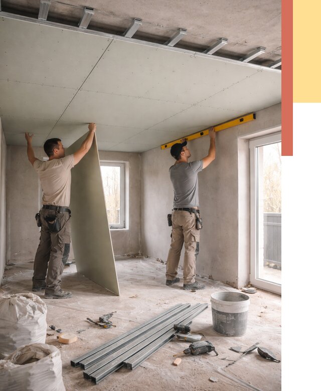 Одноуровневый потолок из гипсокартона в Перми от 803 руб. — монтаж под ключ | ОТДЕЛОЧНИК-Прм