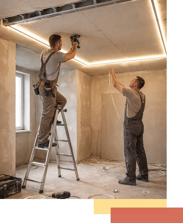 Потолок из гипсокартона с подсветкой в Перми