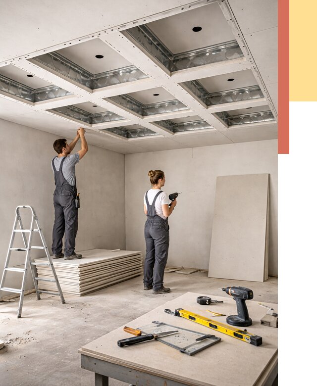 Кессонный потолок из гипсокартона в Перми от 1982 руб. — монтаж и под ключ | ОТДЕЛОЧНИК-Прм