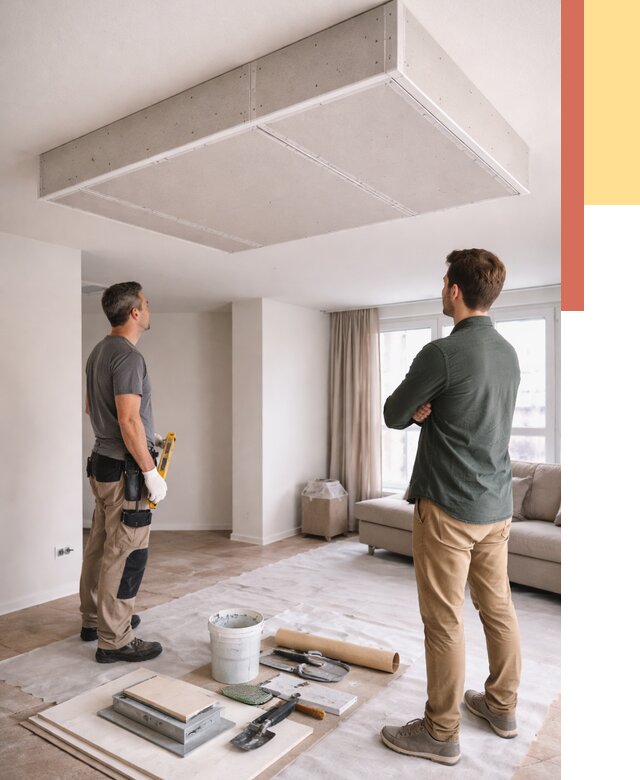 Короб на потолке из гипсокартона в Перми от 2356 руб. — монтаж и услуги под ключ | ОТДЕЛОЧНИК-Прм