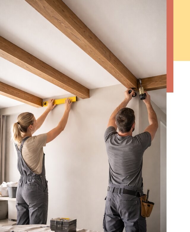 Монтаж декоративных балок на потолок в Перми от 4499 руб. — ОТДЕЛОЧНИК-Прм